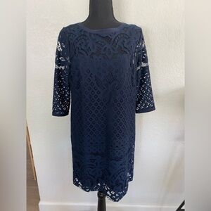 Navy Blue Shift Cocktail Shift Dress • Size 6P (petite)